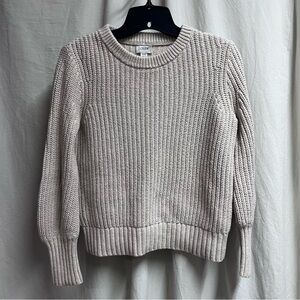 J Crew Sweater Womens XXS Beige Chunky Knit Cotton Crewneck Ribbed Fisherman